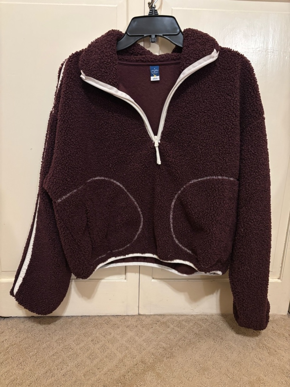 Old Navy Quarter-Zip Sherpa Pullover Sweater - Maroon